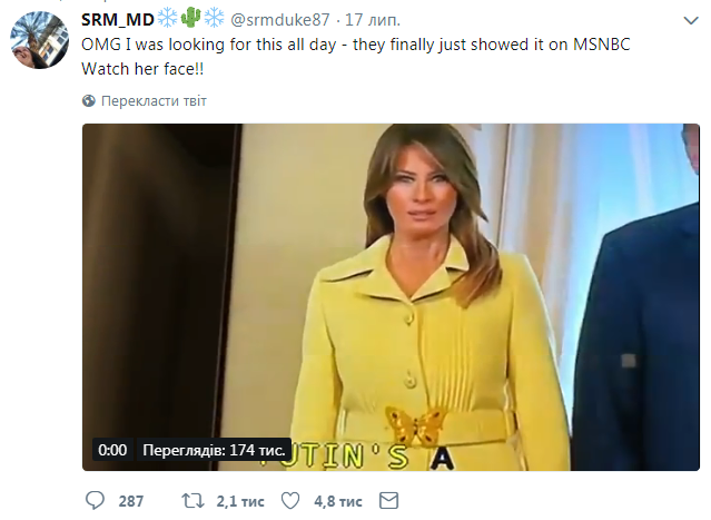 null Мелания Трамп была напугана, когда пожала руку Путину - видео