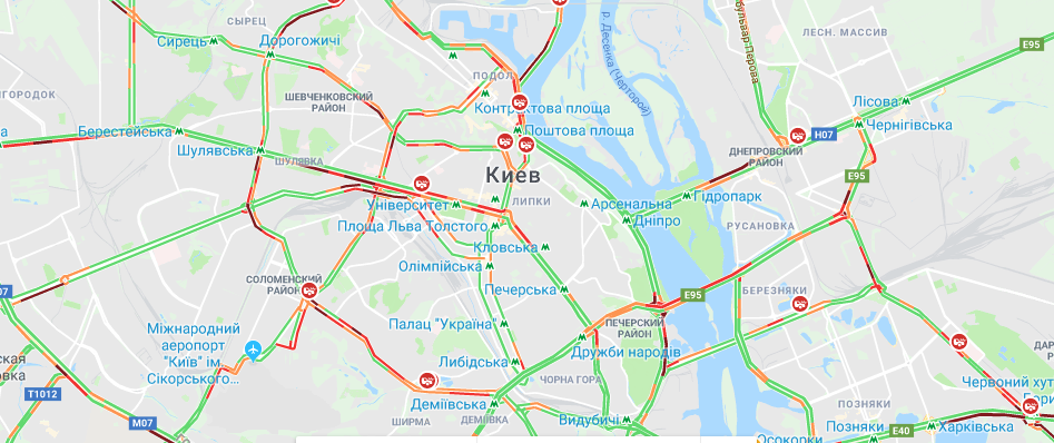 null Киев остановился в пробках: карты