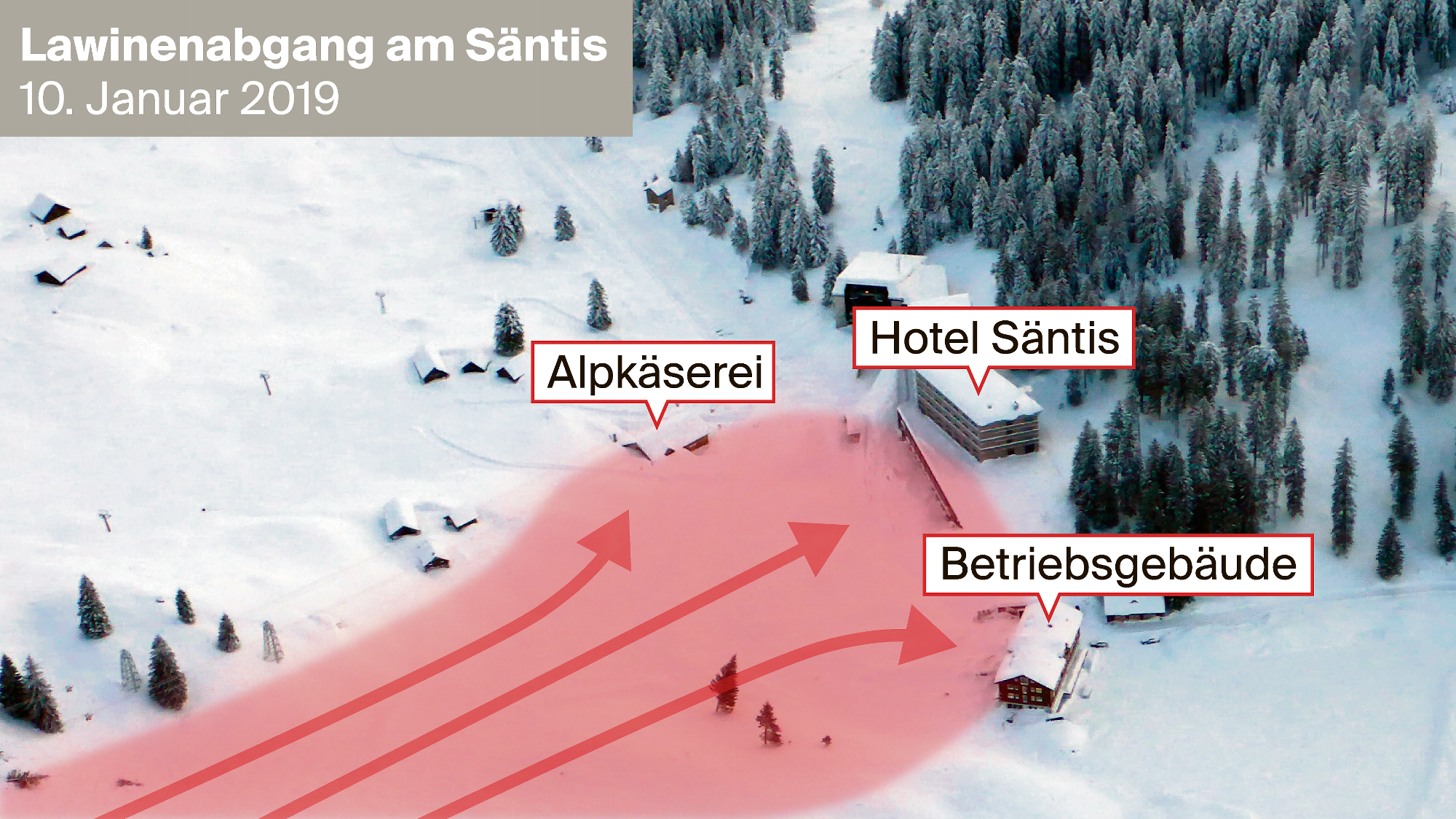 Снежная лавина разрушила часть отеля в Швейцарии: фото, видео
