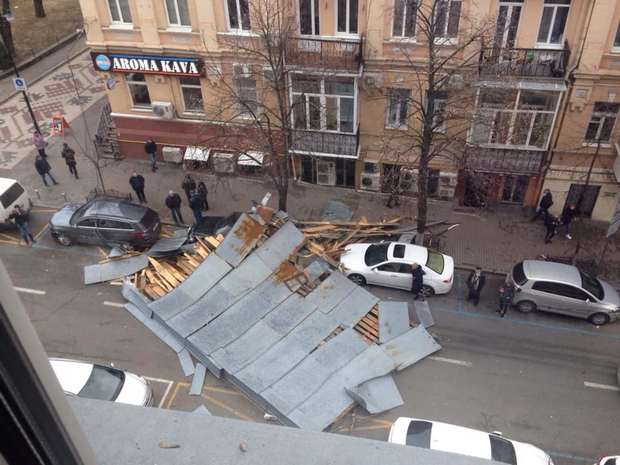 Шквальный ветер в Киеве свалил дерево на велосипедиста - фото
