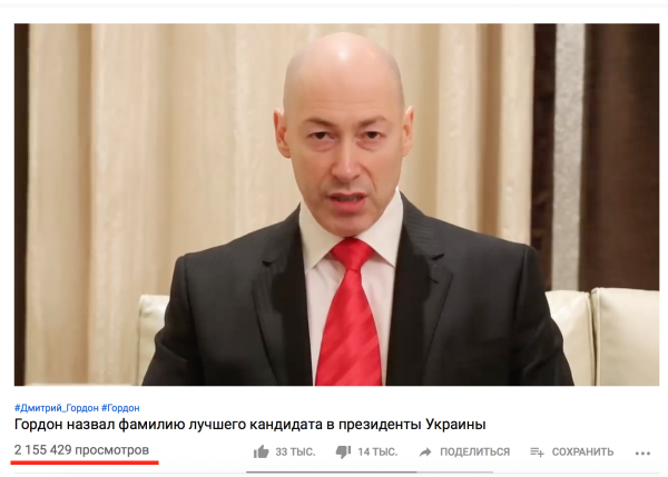 YouTube-канал Дмитрия Гордона (скриншот)