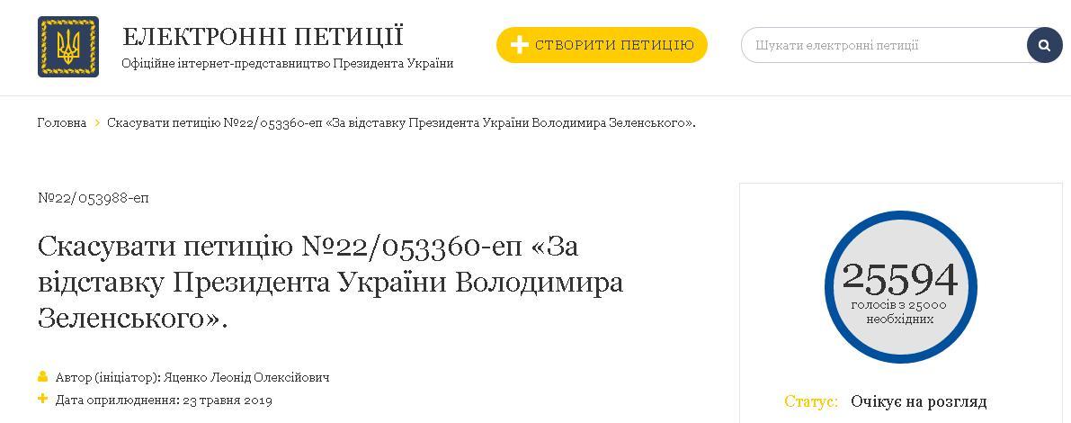 Петиция против отставки Зеленского тоже набрала 25 тысяч подписей