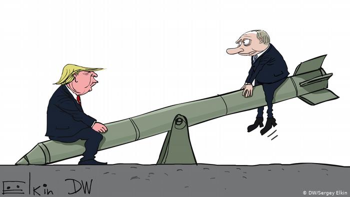 Крылатые качели Путина и Трампа: карикатура на разрыв ДРСМД