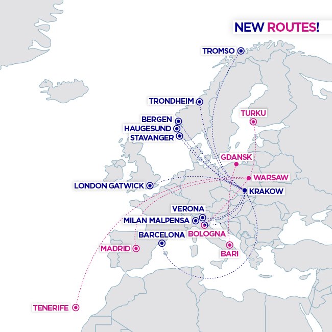 Wizz Air запускает 15 новых рейсов из Польши