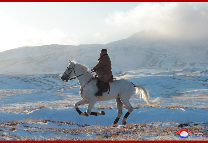 Ким Чен Ын верхом на белом коне покорил гору Пэктусан: фото 
