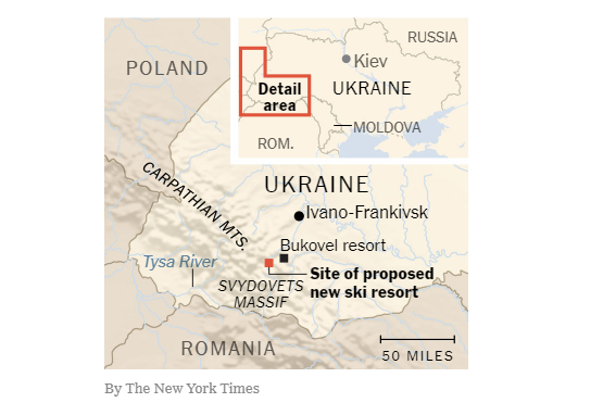 Карта Украины в NYT