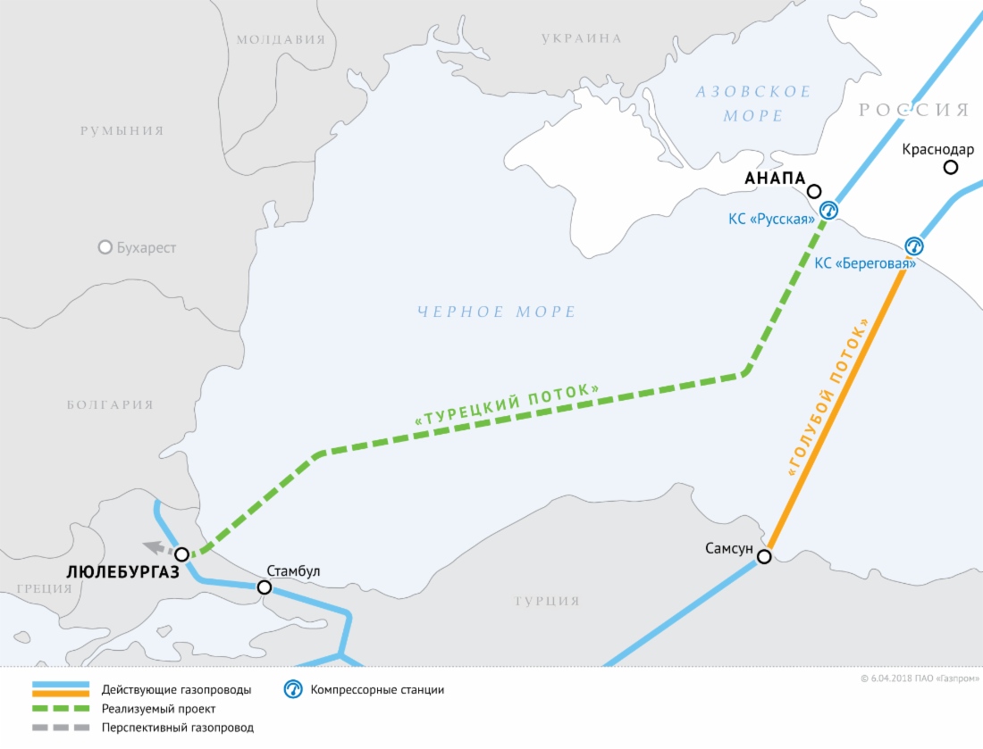 Газпром заполнил газом обе нитки Турецкого потока