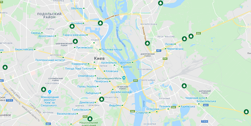 Пункты сбора новогодних елок в Киеве