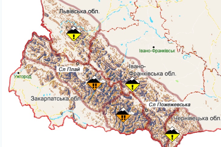 В Карпатах - значительная лавинная опасность: карта
