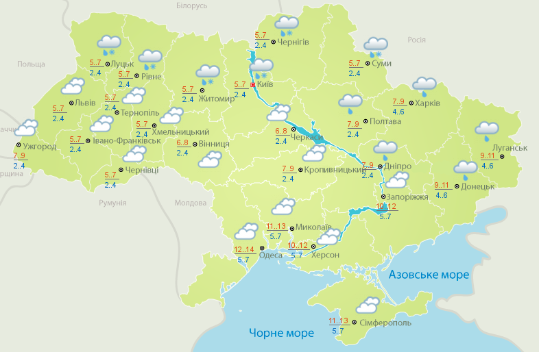 Карта погоды на 14 марта Карта погоды на 14 марта: фото