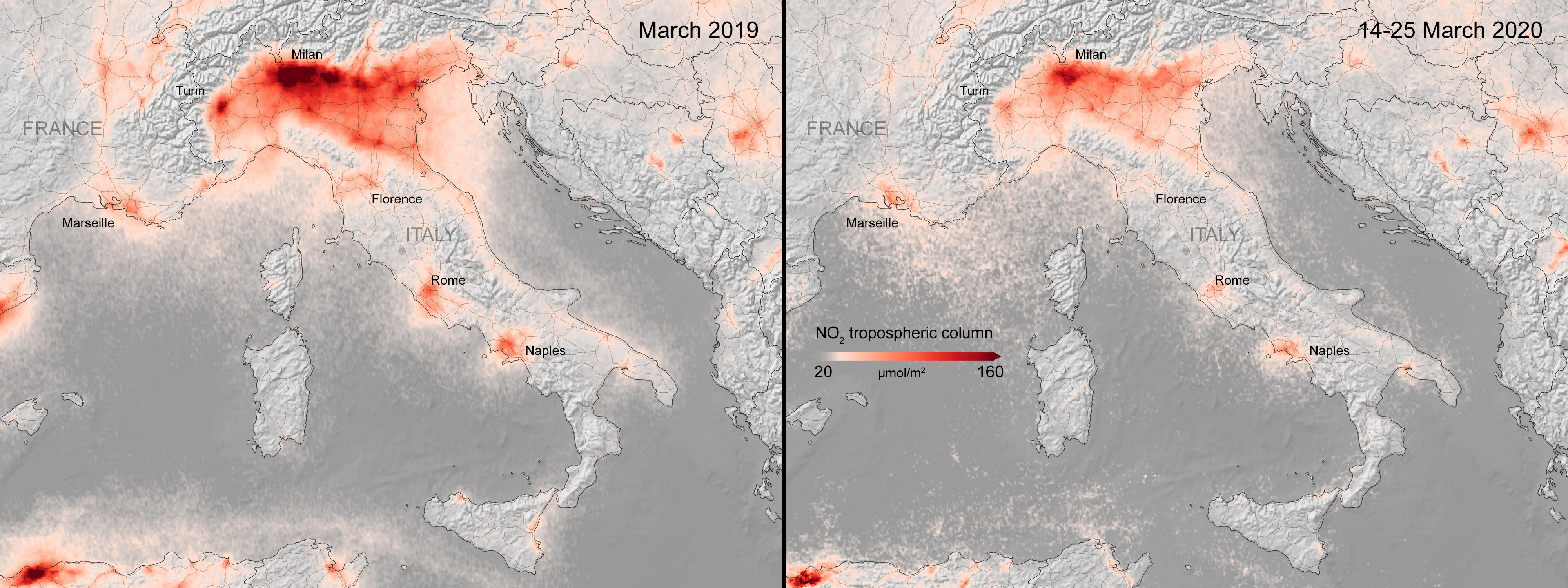 Как изменилось качество воздуха над Европой из-за коронавируса: спутниковые фото