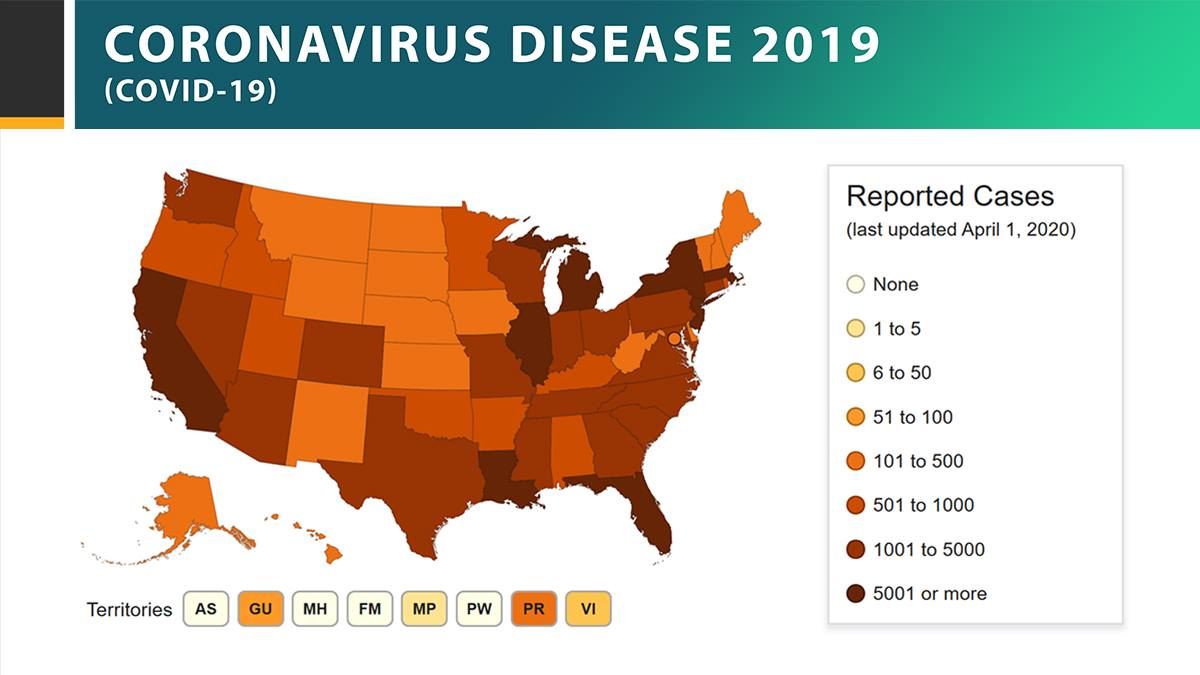 Карта заболевших COVID-19 в США - CDC Карта выявленных случаев коронавируса в США - CDC