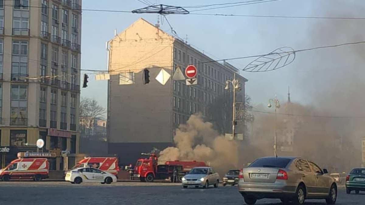 Пожар под Крещатиком (Фото: КГГА) Пожар под Крещатиком (Фото: КГГА)