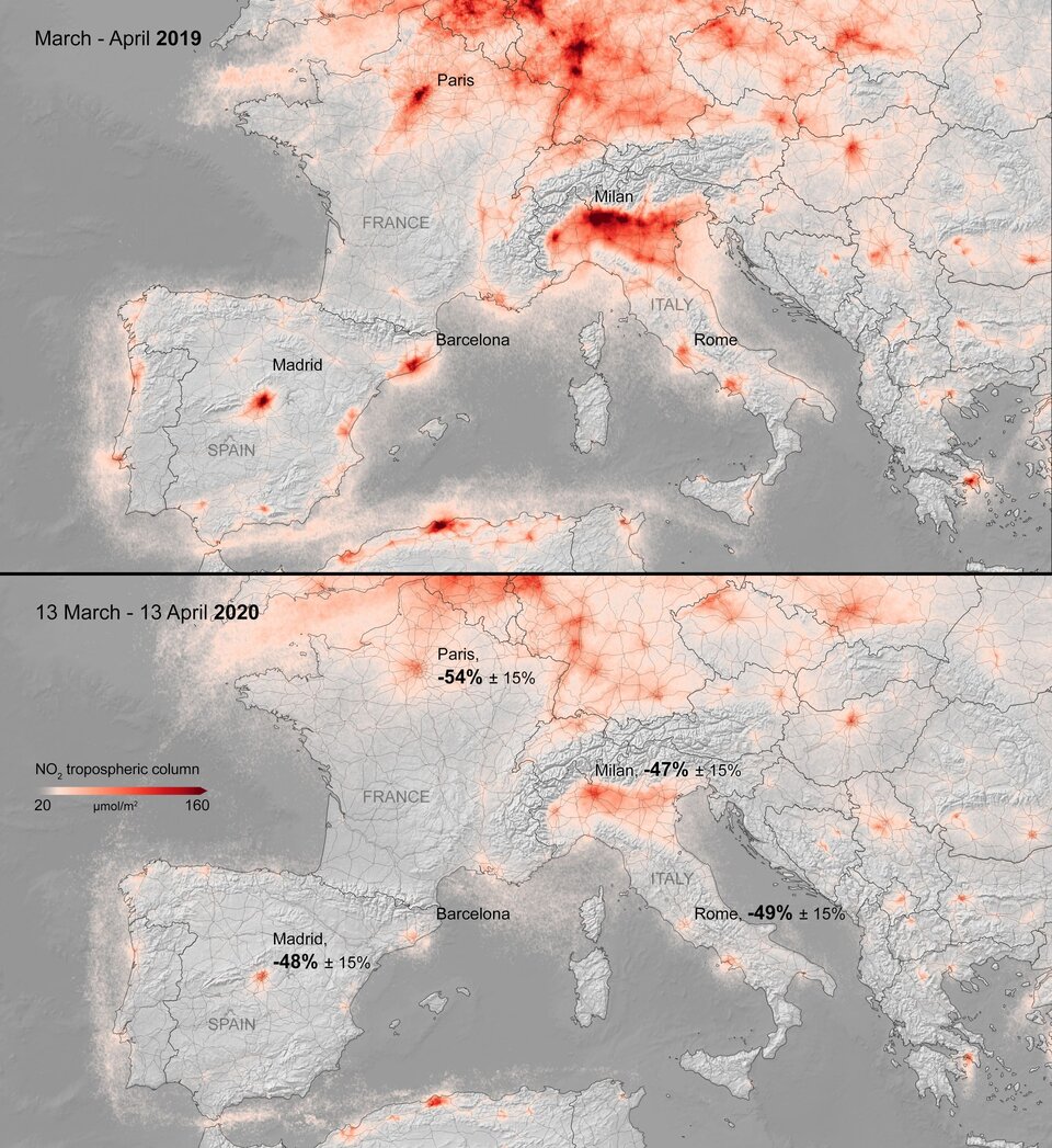 инфографика неба над Европой (ESA)