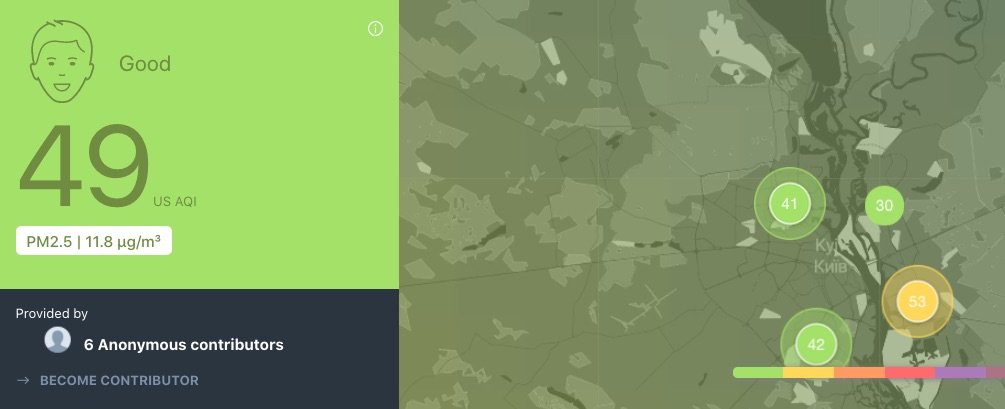 Воздух в Киеве (Инфографика IQAir)