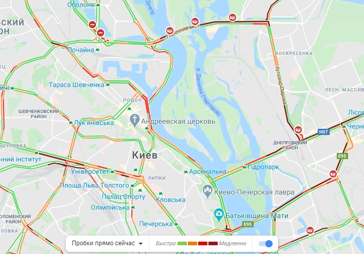 Пробки в Киеве 22 мая, фото: Пробки в Киеве 21 мая, фото: скриншот Google Maps Пробки в Киеве 22 мая, фото: Пробки в Киеве 21 мая, фото: скриншот Google Maps