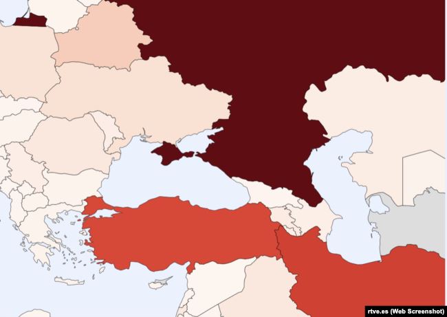 В МИД требуют от испанского канала исправить карту с "российским" Крымом