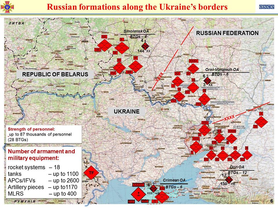 Инфографика OSCE Карта расположения вооруженных сил России (Инфографика OSCE)