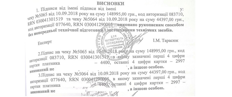 Выводы экспертизы