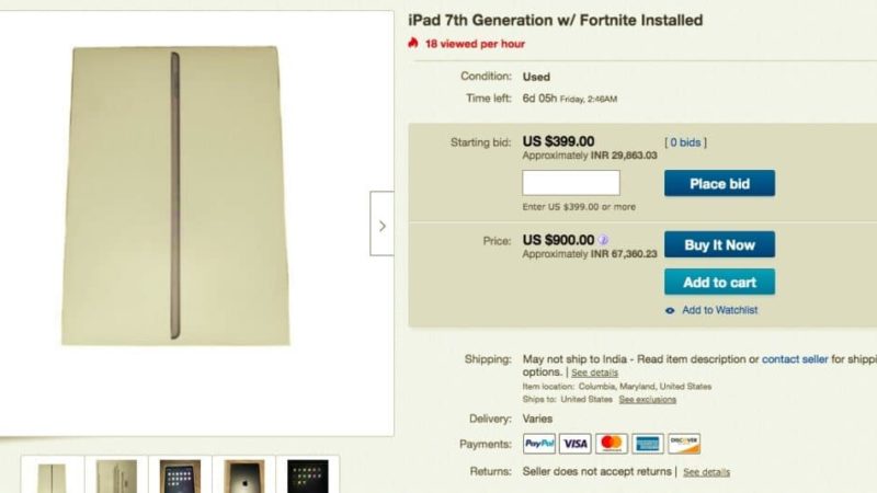 iPad с Fornite на eBay