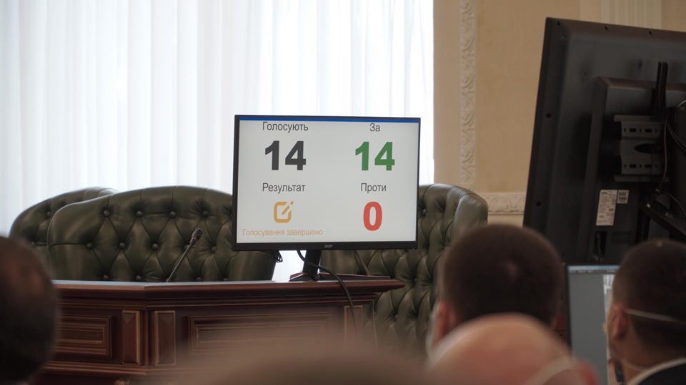 Результат голосования по отстранению судьи Павла Вовка (Фото - пресс-служба ЦПК) Пленки ОАСК. Высший совет правосудия единогласно отказался отстранить судью Вовка