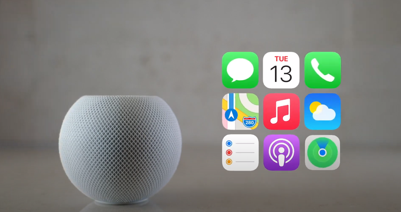 Apple HomePod mini. Скриншот из презентации Apple 13 октября Apple HomePod mini. Скриншот из презентации Apple 13 октября