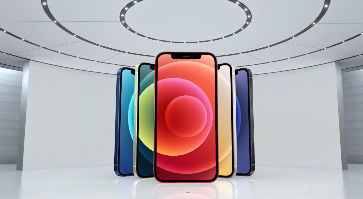 Цвета iPhone 12 и iPhone 12 mini. Скриншот из презентации Apple 13 октября Цвета iPhone 12 и iPhone 12 mini. Скриншот из презентации Apple 13 октября