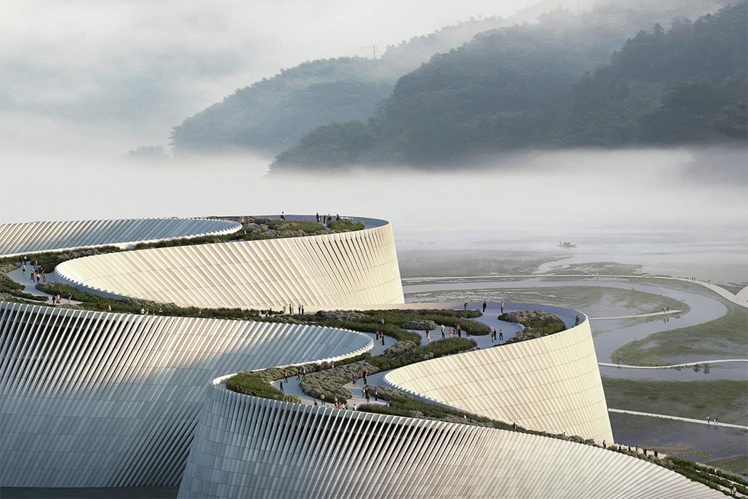В Китае построят музей в виде гигантской волны. На его крыше будет парк для прогулок: фото