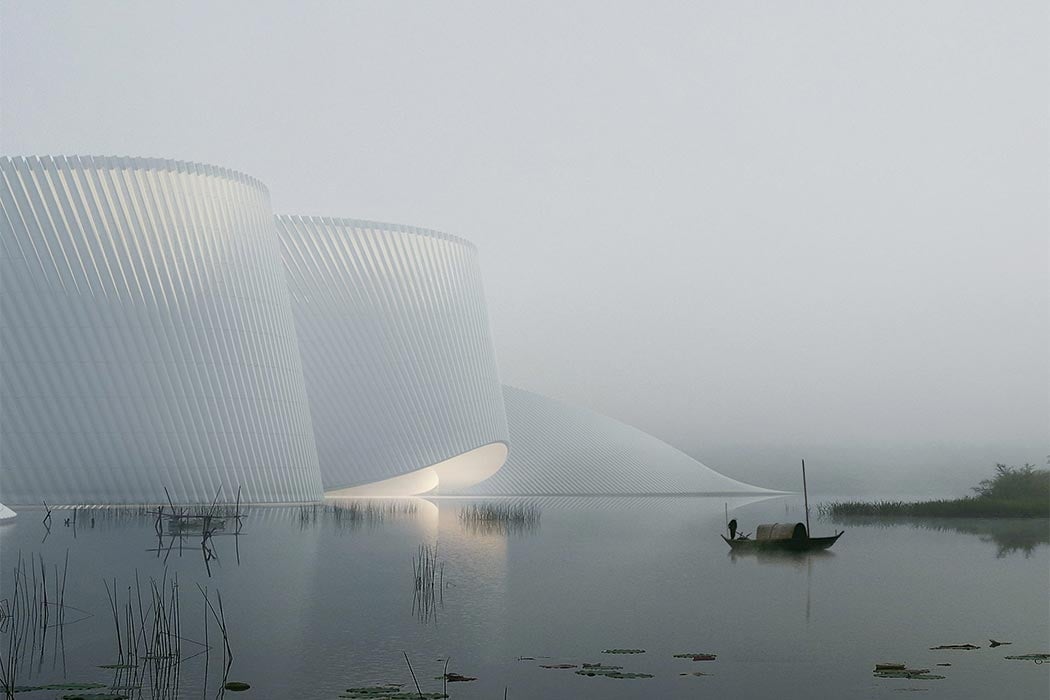 В Китае построят музей в виде гигантской волны. На его крыше будет парк для прогулок: фото