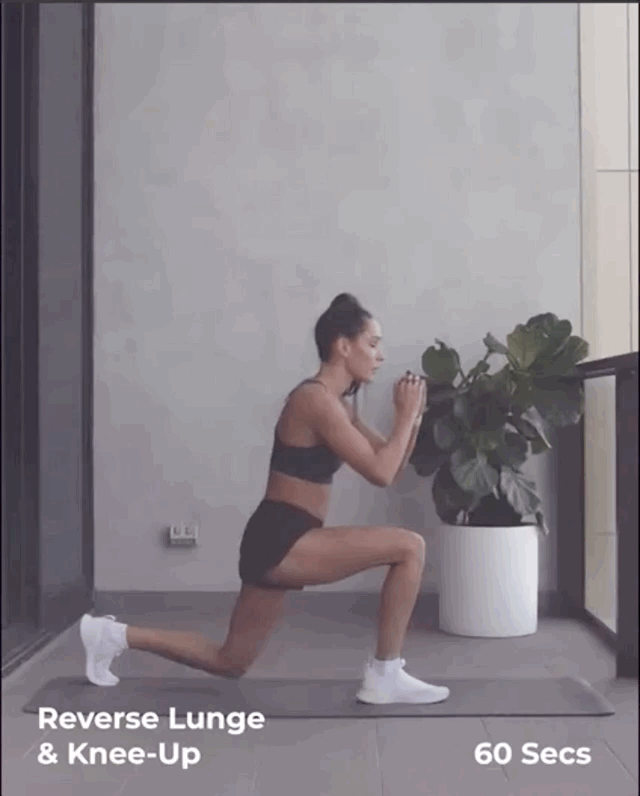 Випади з підйомом коліна (відео – Kayla Itsines) Випади з підйомом коліна (відео – Kayla Itsines)