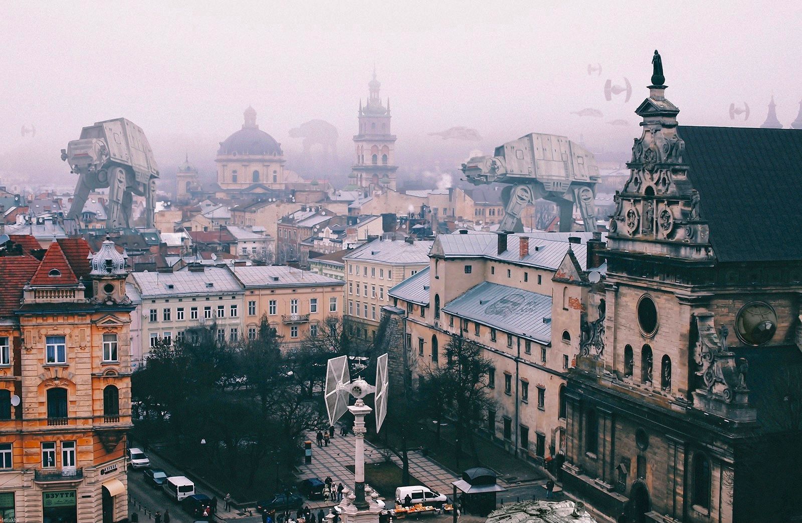 Новий транспорт Львова. Ілюстрація: Михайло Присташ