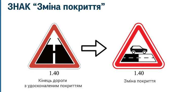 Знак смена покрытия (Фото – пресс-служба КГГА)