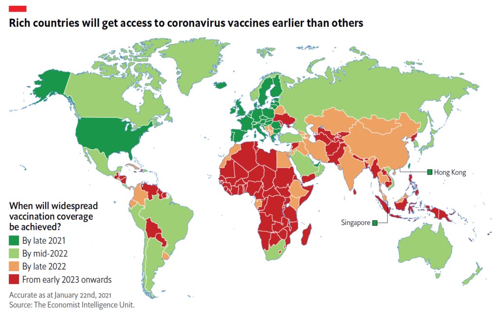 Украина не будет иметь полного доступа к вакцине до 2023 года – инфографика The Economist