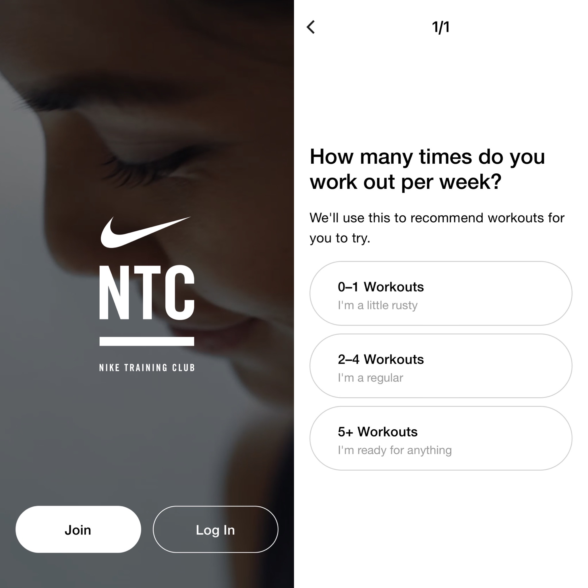 Nike Training Club mobile app