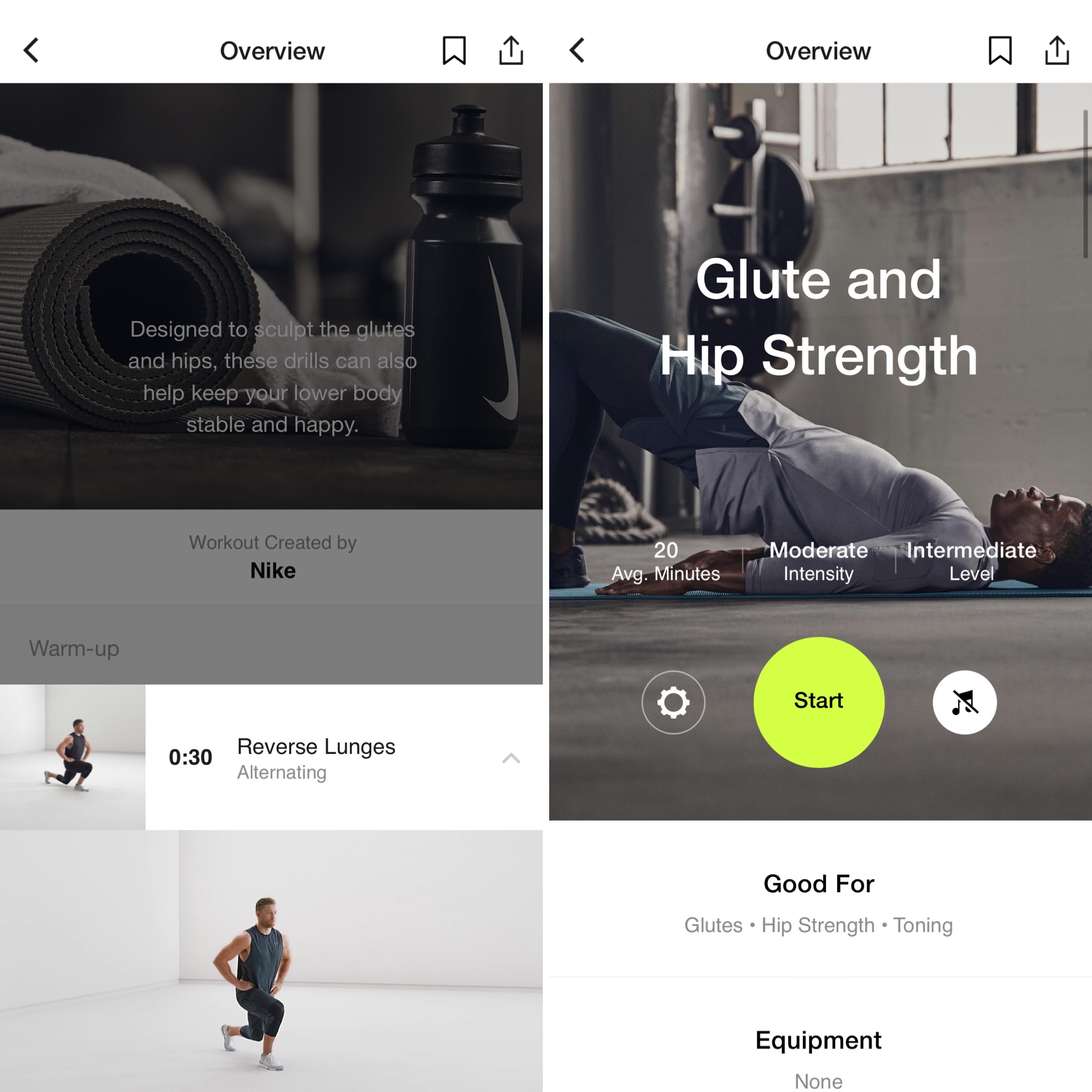 Nike Training Club mobile app