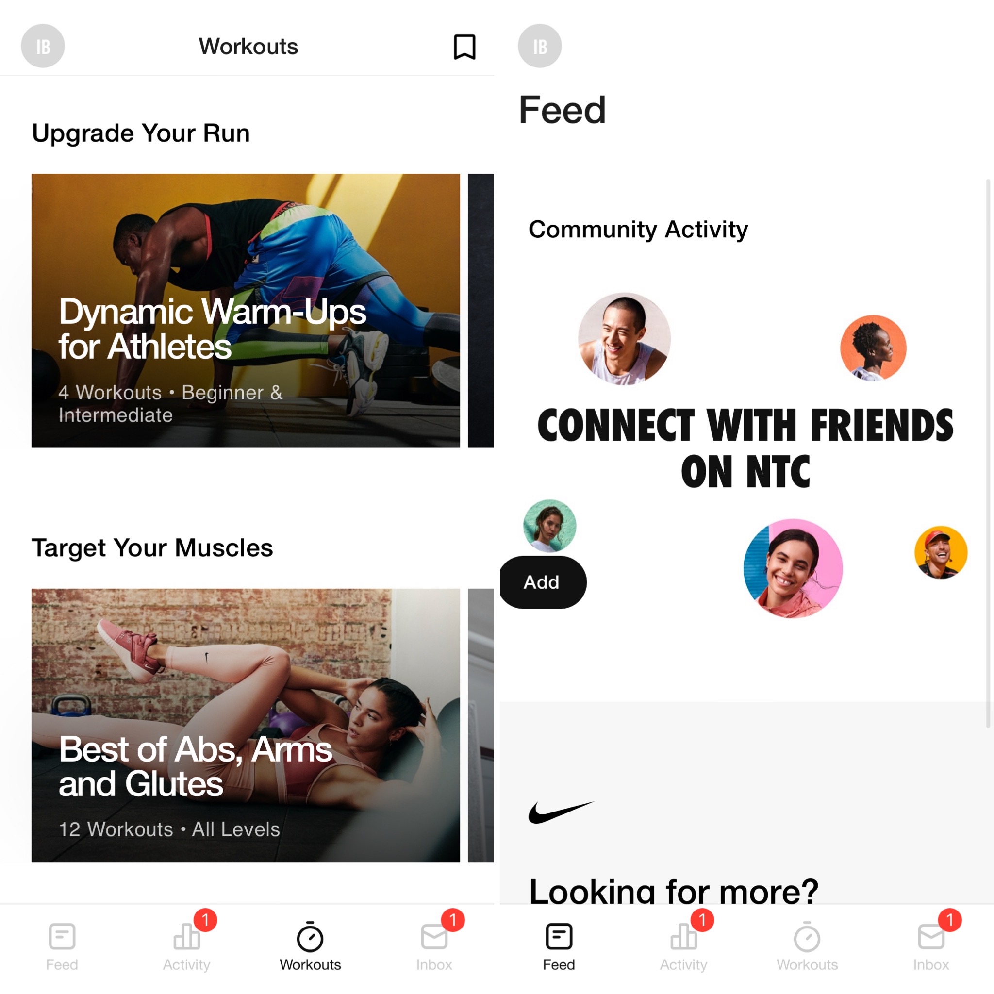 Nike Training Club mobile app