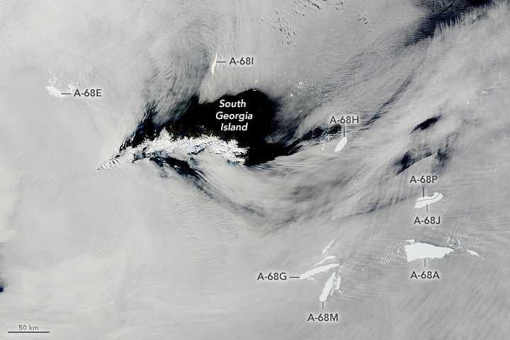 Крупнейший в мире айсберг раскололся и превратился в "ледяной суп" – фото со спутника
