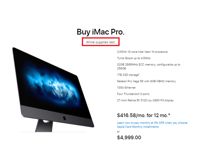Страница заказа iMac Pro (Фото: Apple)