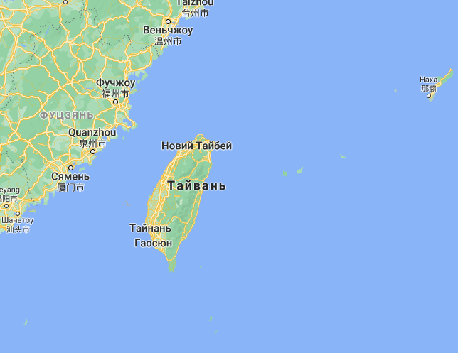 Тайвань (Карта – Google Maps)