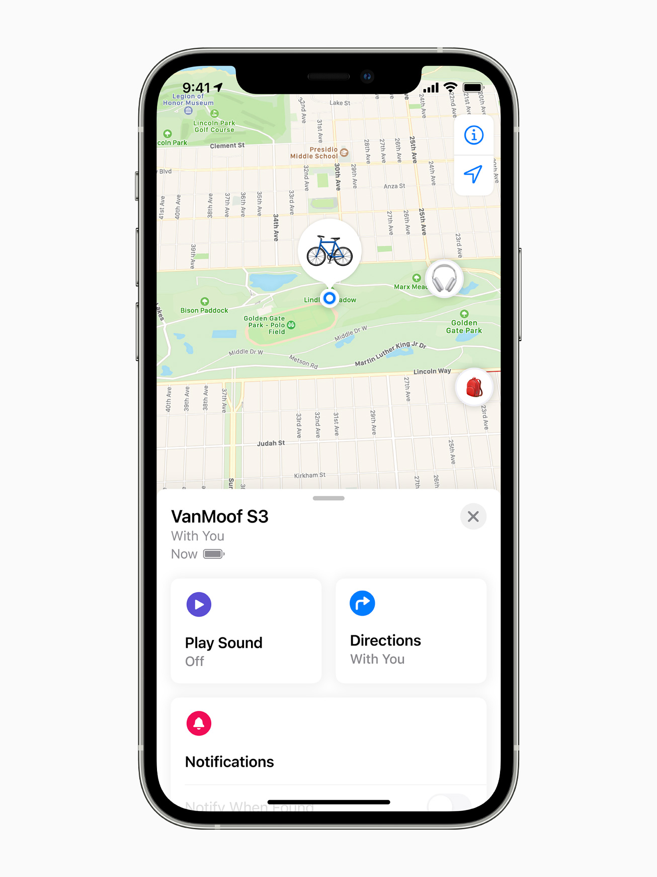 Принцип работы Find My в электровелосипеде (Фото – Apple)