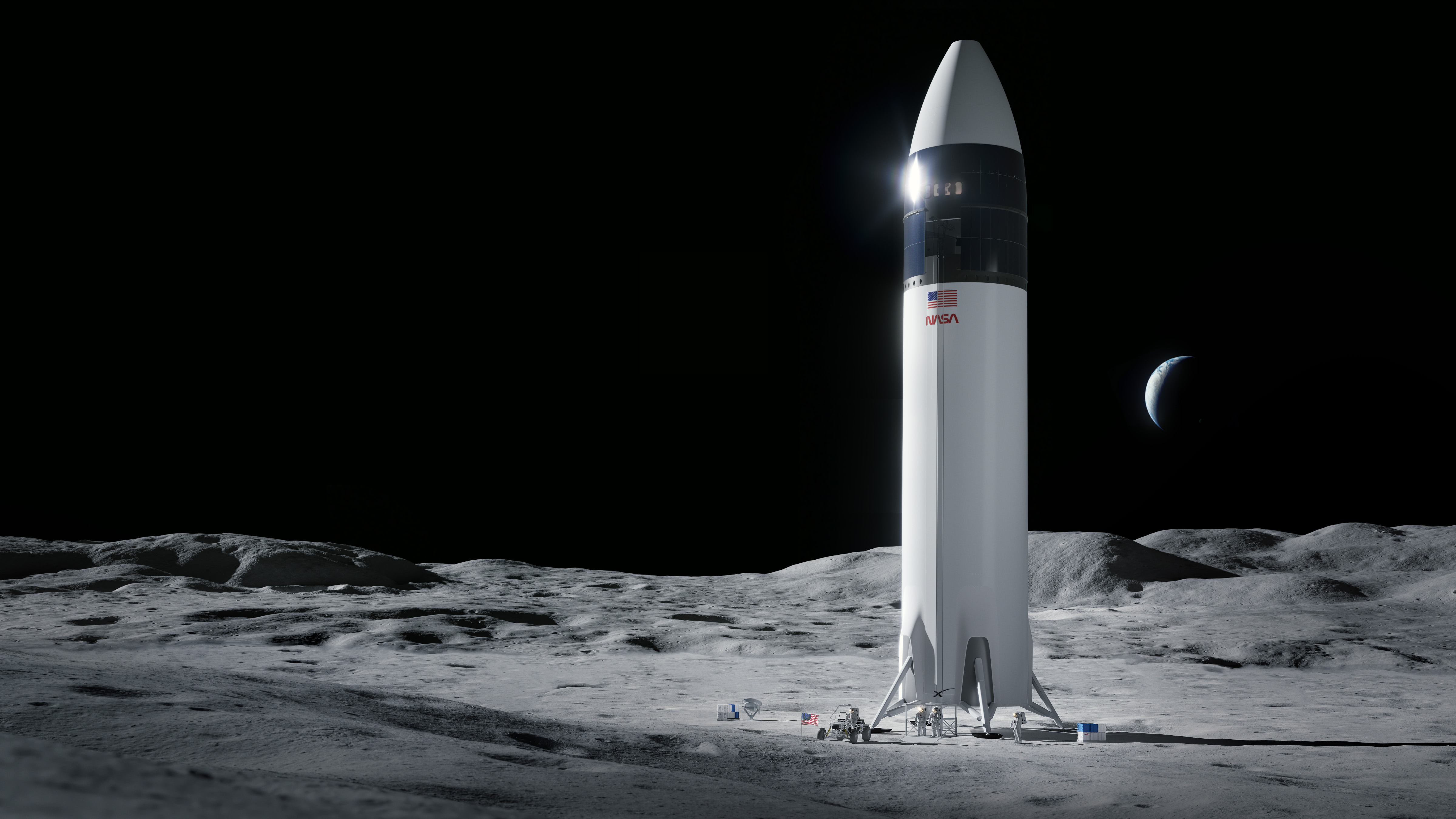 Иллюстративное фото ракеты Starship на Луне (Фото – SpaceX)