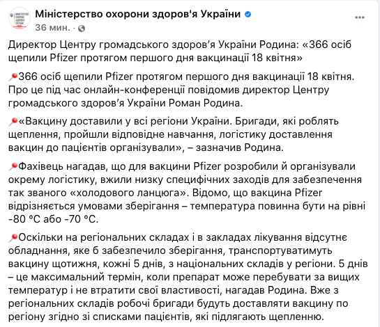 Вакцинация Pfizer. В первый день привили более 350 человек