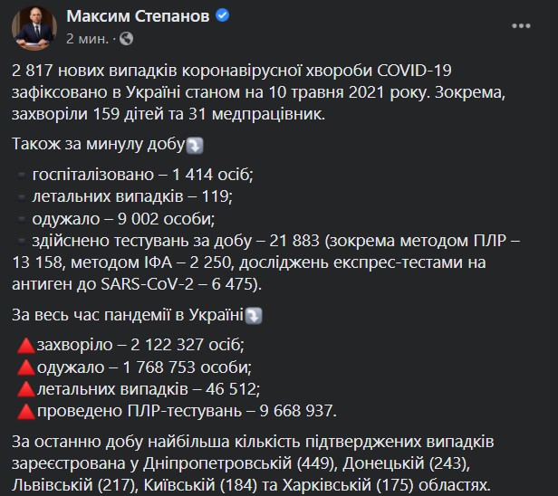 Пост Максима Степанова (Фото – скриншот из Facebook)