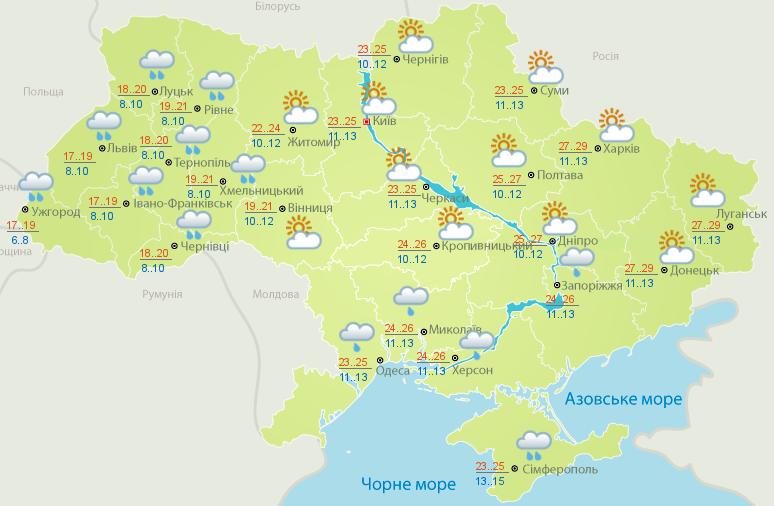 В Украину пришло летнее тепло: карта погоды на воскресенье
