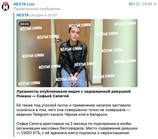Задержанную с Протасевичем россиянку арестовали в Беларуси на два месяца: видео