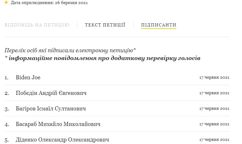 Подпись "Байдена". Госспецсвязи заявляет о спланированной хакерской атаке на сайте петиций