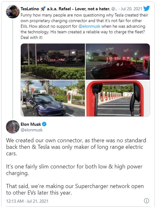Зарядки Tesla будут доступны для других электромобилей – Илон Маск