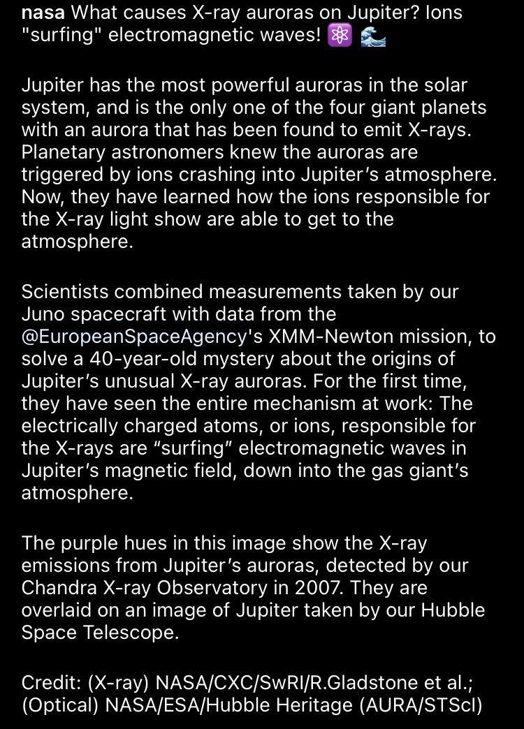 Фиолетовая шапка. NASA показало полярные сияния на Юпитере – фото