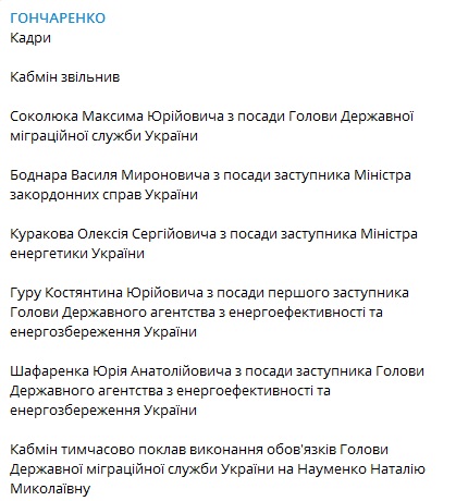 Кабмин уволил главу Государственной миграционной службы Соколюка