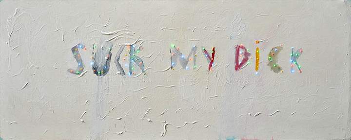 Олег Сусленко. Suck My Dick, акрил, гірлянда, 2018. Фото: Zaxid.net